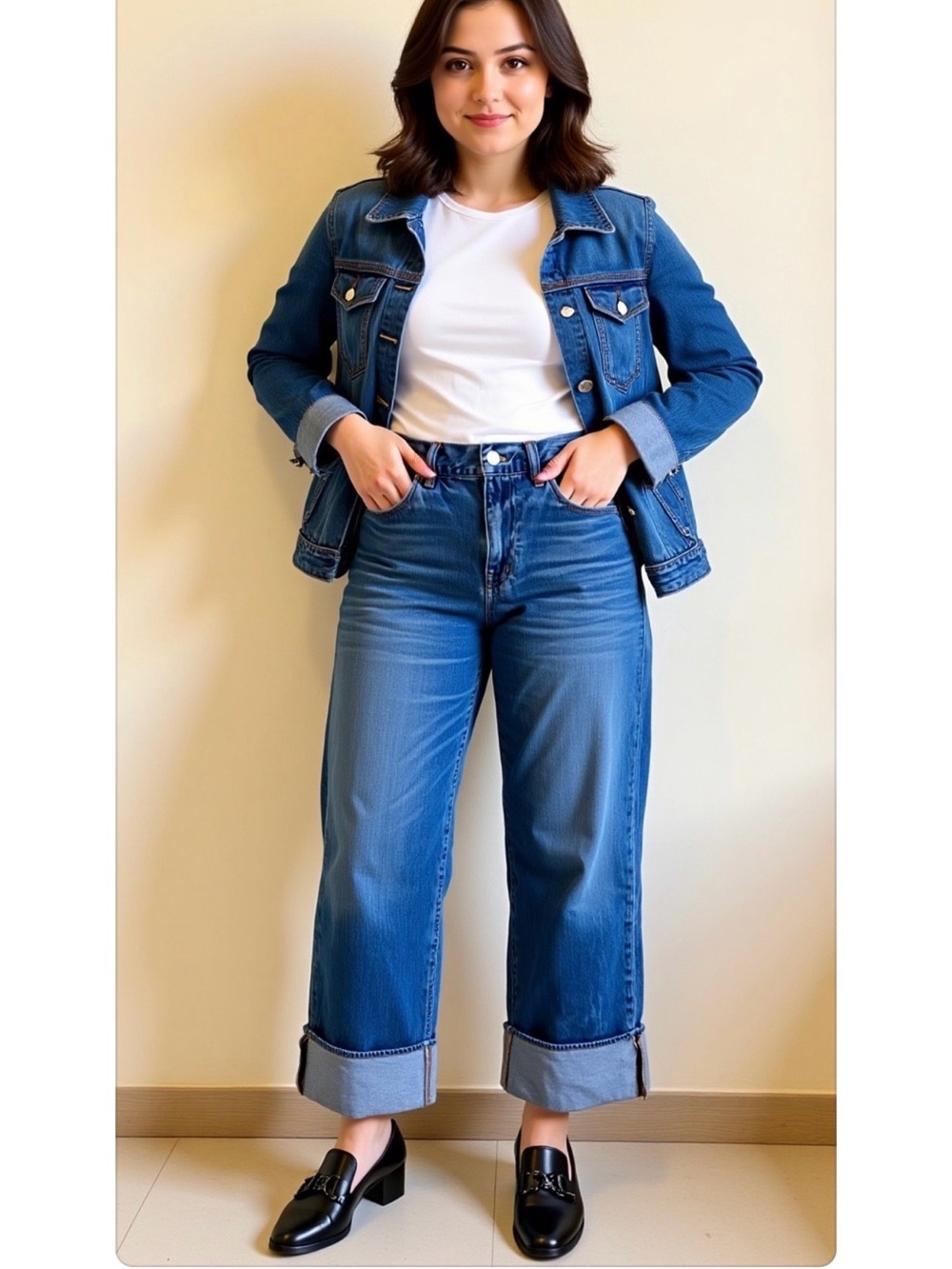 Madewell Super Wide Leg Cuffed Jeans Size 28